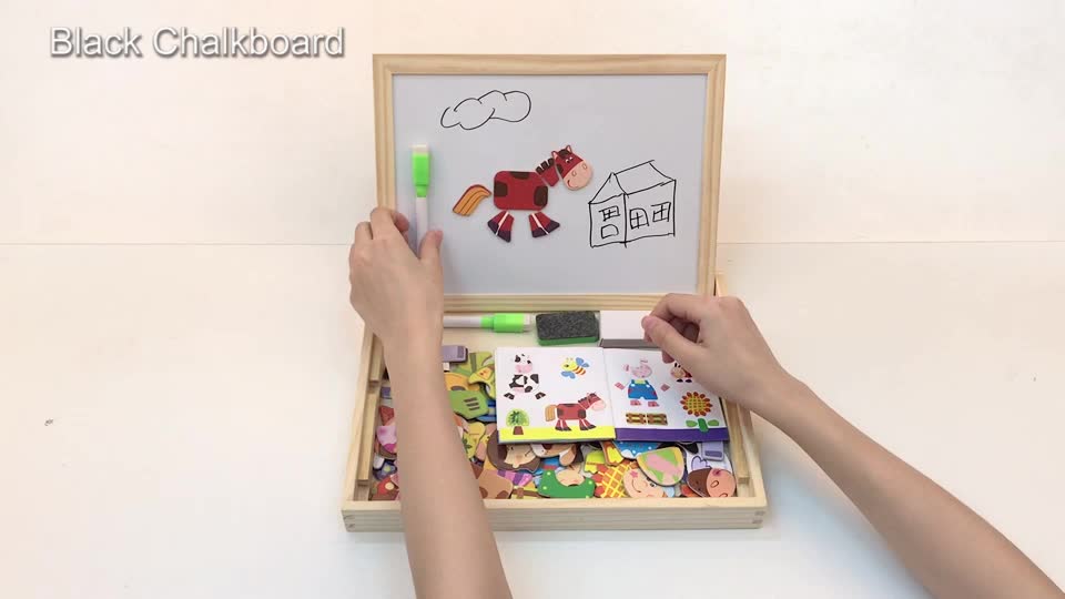 Cooljoy Puzzle Magnetico Legno Giocattolo Di Legno Con Lavagna Double Face Apprendimento Educativo Puzzle Bambini 3 Anni 4 Anni 5 Anni Quasi 100 Pezzi Puo Attaccare Sul Frigorifero Fattoria 0 5