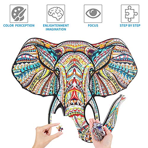 Extsud Puzzle In Legno Gioco Per Bambini E Adulti Puzzle Colorati A Forma Di Elefante Puzzle Animali Legno Forma Unica Fai Da Te Puzzle Bambini Adulti Wooden Puzzle Elephant Elefante 0 2