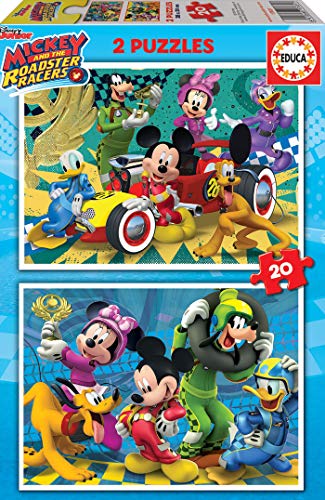 Educa, 2 puzzle da 20 pezzi Mickey and The Roadster Racers - Giochi Puzzle