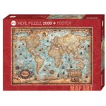 Heye The World Standart 2000 Pezzi Map Art Poster Colore Marrone 29845 0