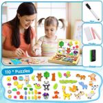 Jojoin 110 Pcs Puzzle Magnetico Legno Giocattolo Di Legno Con Lavagna Double Face Graffiti Apprendimento Educativo Puzzle Magnetica Lavagna Legno Puzzle Bambini Puo Attaccare Sul Frigorifero 0 2