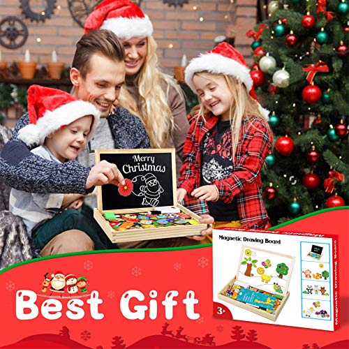 Jojoin 110 Pcs Puzzle Magnetico Legno Giocattolo Di Legno Con Lavagna Double Face Graffiti Apprendimento Educativo Puzzle Magnetica Lavagna Legno Puzzle Bambini Puo Attaccare Sul Frigorifero 0 5