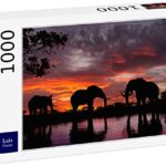 Lais Puzzle Elefanti Al Tramonto In Un Fiume 1000 Pezzi 0