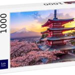 Lais Puzzle Fujiyoshida Giappone Bella Vista Del Monte Fuji E Della Pagoda Chureito Al Tramonto Giappone In Primavera Con I Fiori Di Ciliegio 1000 Pezzi 0