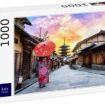 Lais Puzzle Giovane Donna Che Indossa Il Tradizionale Kimono Giapponese Con Ombrello Giapponese Alla Yasaka Pagoda E Sannen Zaka Street A Kyoto Giappone 1000 Pezzi 0