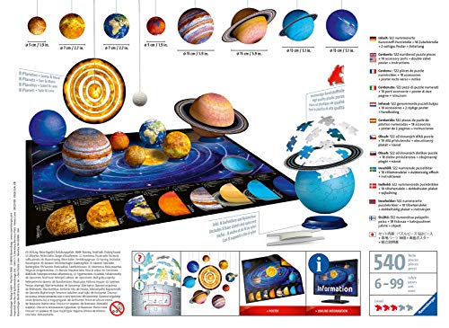 Ravensburger 11668 Il Sistema Planetario 3d Puzzleball 540 Pezzi Multicolore 8 Pianeti Eta Raccomandata 6 0 0