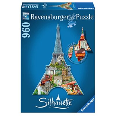 Puzzle vintage da viaggio per adulti 1000 pezzi, Colosseo Torre Eiffel Paesaggio Poster Paesaggio Luoghi di riferimento, puzzle panoramico per adulti Paesaggio Parigi Italia