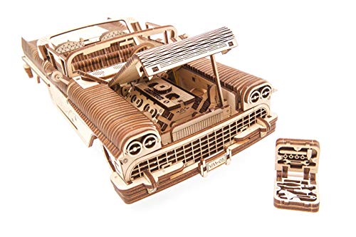 Ugears Dream Cabriolet Modellino Auto In Legno Puzzle 3d Per Adulti Modello Meccanico Rompicapo In Legno Per Adulti Kit Di Costruzione Giocattolo 0 3