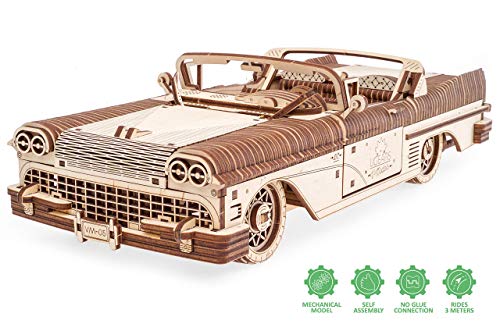 Ugears Dream Cabriolet Modellino Auto In Legno Puzzle 3d Per Adulti Modello Meccanico Rompicapo In Legno Per Adulti Kit Di Costruzione Giocattolo 0