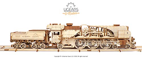 Ugears Modello Di Treno In Legno 3d Locomotiva Tender Binari Meccanico Puzzle Per Adulti Rompicapo Da Costruire Da Collezionare 0 0