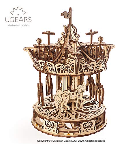 Ugears Puzzle 3d Di Legno Carosello Rotante In Legno Modellini Da Costruire Per Adulti Puzzle Per Adulti Modello 3d Meccanico Auto Assemblante Kit Fai Da Te Splendido Regalo E Decorazione 0 0