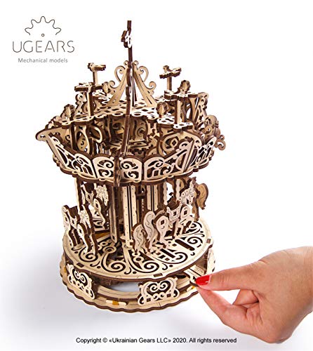 Ugears Puzzle 3d Di Legno Carosello Rotante In Legno Modellini Da Costruire Per Adulti Puzzle Per Adulti Modello 3d Meccanico Auto Assemblante Kit Fai Da Te Splendido Regalo E Decorazione 0 1