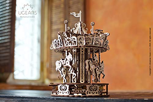 Ugears Puzzle 3d Di Legno Carosello Rotante In Legno Modellini Da Costruire Per Adulti Puzzle Per Adulti Modello 3d Meccanico Auto Assemblante Kit Fai Da Te Splendido Regalo E Decorazione 0 3