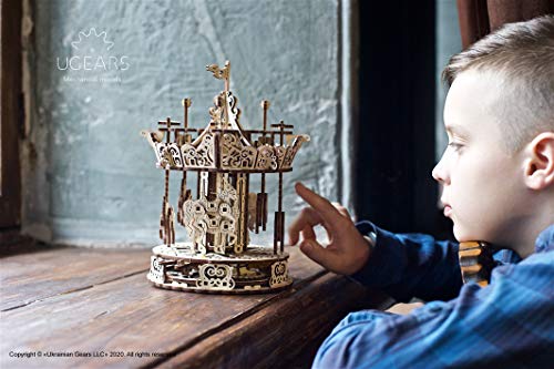 Ugears Puzzle 3d Di Legno Carosello Rotante In Legno Modellini Da Costruire Per Adulti Puzzle Per Adulti Modello 3d Meccanico Auto Assemblante Kit Fai Da Te Splendido Regalo E Decorazione 0 4