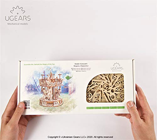 Ugears Puzzle 3d Di Legno Carosello Rotante In Legno Modellini Da Costruire Per Adulti Puzzle Per Adulti Modello 3d Meccanico Auto Assemblante Kit Fai Da Te Splendido Regalo E Decorazione 0 5