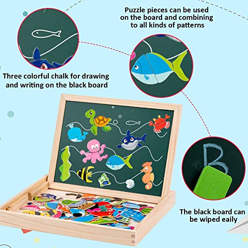 Uping Puzzle Magnetico Legno 130 Pezzi Con Lavagna A Double Face Per Bambini 3 Anni 0 1