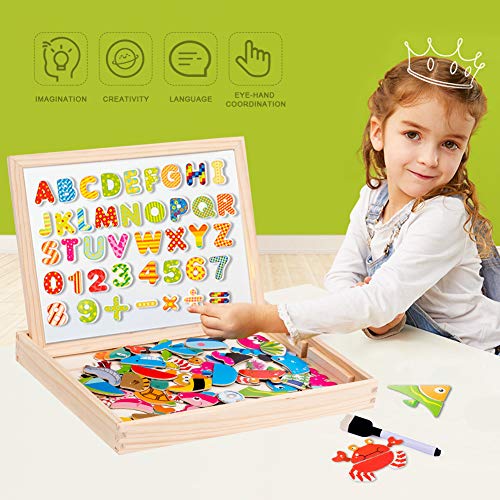 Uping Puzzle Magnetico Legno 130 Pezzi Con Lavagna A Double Face Per Bambini 3 Anni 0 4