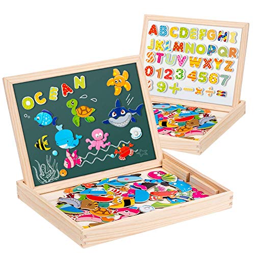 Uping Puzzle Magnetico Legno 130 Pezzi Con Lavagna A Double Face Per Bambini 3 Anni 0