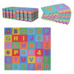 Homcom Tappeto Puzzle Per Bambini 36 Pezzi Numeri Da 0 A 9 E 26 Lettere Morbido E Antiscivolo 0