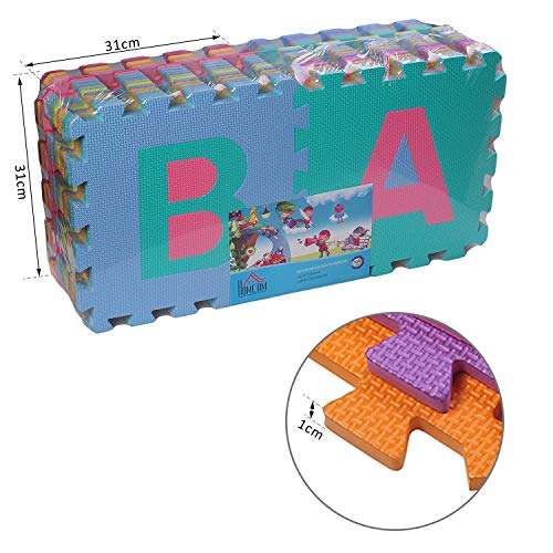 Homcom Tappeto Puzzle Per Bambini 36 Pezzi Numeri Da 0 A 9 E 26 Lettere Morbido E Antiscivolo 0 5