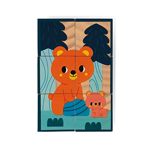 Janod Puzzle Bambini Cubi In Legno Animali Gioco Per Lapprendimento E Prima Infanzia Sviluppo Dellosservazione In Collaborazione Con Il Wwf Certificato Fsc A Partire Da 1 Anno 0 2