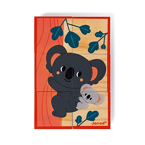 Janod Puzzle Bambini Cubi In Legno Animali Gioco Per Lapprendimento E Prima Infanzia Sviluppo Dellosservazione In Collaborazione Con Il Wwf Certificato Fsc A Partire Da 1 Anno 0 3