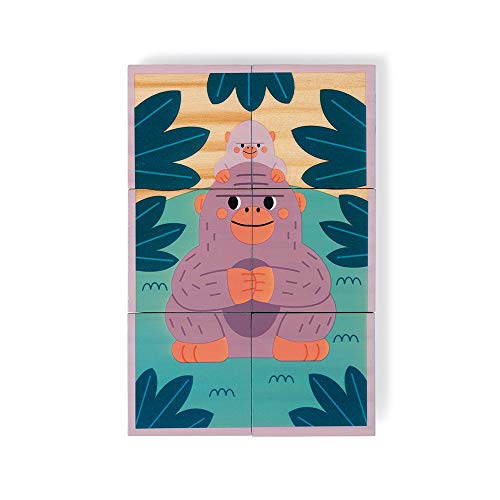 Janod Puzzle Bambini Cubi In Legno Animali Gioco Per Lapprendimento E Prima Infanzia Sviluppo Dellosservazione In Collaborazione Con Il Wwf Certificato Fsc A Partire Da 1 Anno 0 5