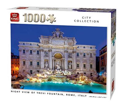 King 55852 Night View Of Trevi Fontana Roma Puzzle 1000 Pezzi A Colori 68 X 49 Cm 0