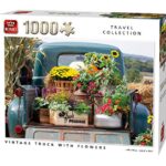 King 55862 Puzzle Vintage Camion Con Fiori 1000 Pezzi A Colori 68x49 Cm 0
