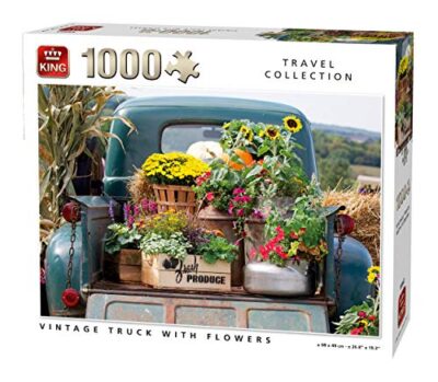 King 55862 Puzzle Vintage Camion Con Fiori 1000 Pezzi A Colori 68x49 Cm 0