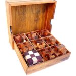 Logica Giochi Set Legno 9 In 1 Rompicapo 3d In Legno Prezioso Tutte Le Difficolta Scatola In Legno Con Coperchio Serie Leonardo Da Vinci 0