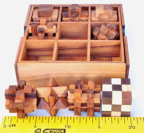 Logica Giochi Set Legno 9 In 1 Rompicapo 3d In Legno Prezioso Tutte Le Difficolta Scatola In Legno Con Coperchio Serie Leonardo Da Vinci 0 4