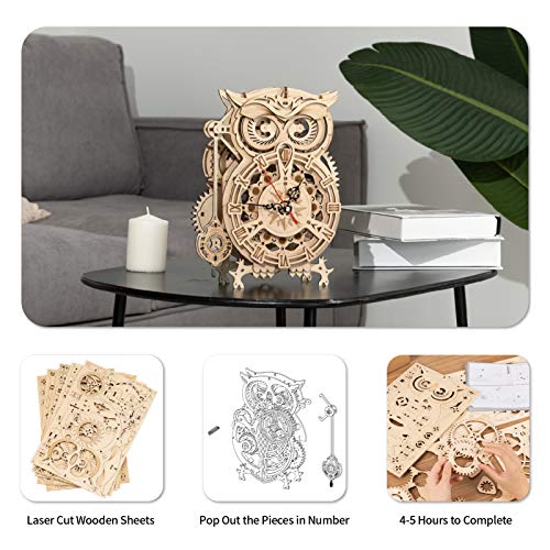 Robotime Gufo Sveglia 3d Puzzle In Legno Timer Autoassemblaggio Modello Di Costruzione Kit Per Adulti E Kit Pendolo Meccanico Artigianato In Legno 0 0