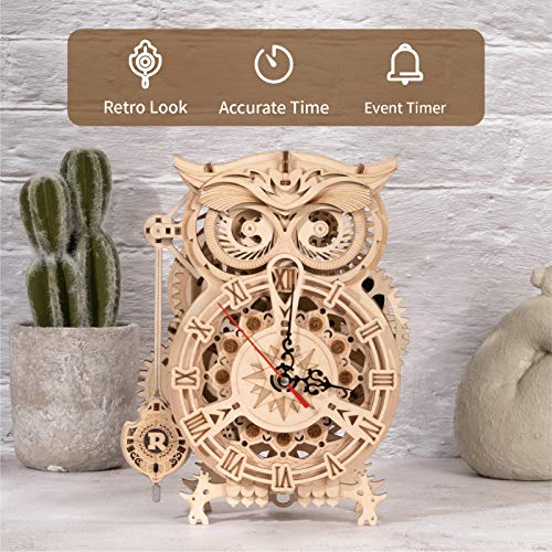 Robotime Gufo Sveglia 3d Puzzle In Legno Timer Autoassemblaggio Modello Di Costruzione Kit Per Adulti E Kit Pendolo Meccanico Artigianato In Legno 0 2