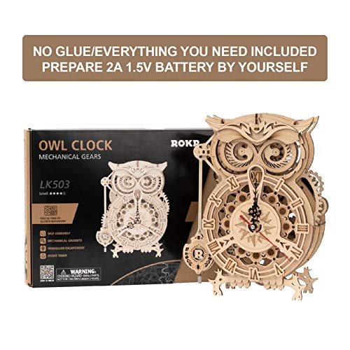Robotime Gufo Sveglia 3d Puzzle In Legno Timer Autoassemblaggio Modello Di Costruzione Kit Per Adulti E Kit Pendolo Meccanico Artigianato In Legno 0 4